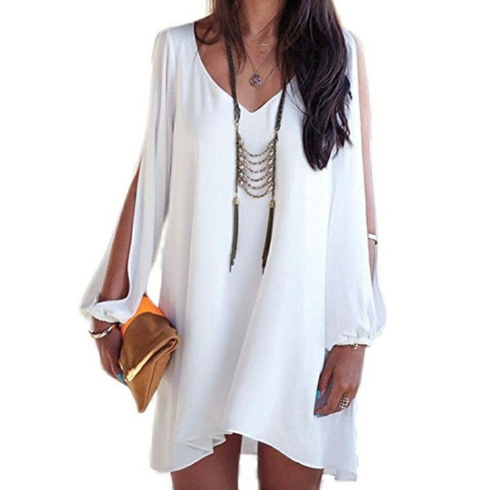 Top Seller!! White Cold Shoulder VNeck Dress